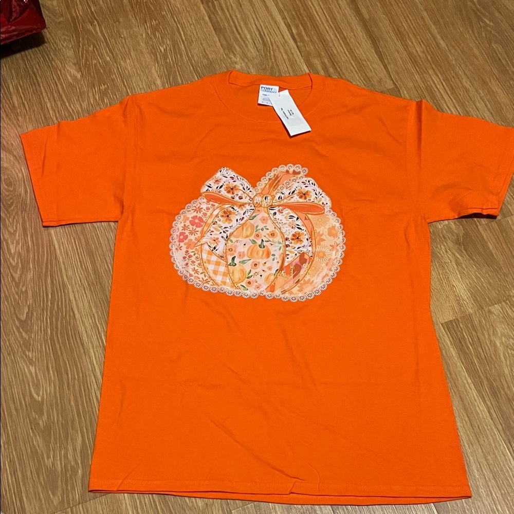 Port and Company Orange Cotton T-Shirt fall new pumpkin